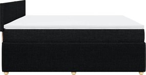 vidaXL Κρεβάτι Boxspring με Στρώμα Μαύρο 200x200 εκ. Υφασμάτινο
