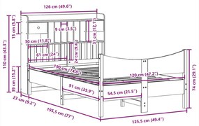 Σκελετός Κρεβατιού Χωρίς Στρώμα 120x190 εκ Μασίφ Ξύλο Πεύκου - Καφέ