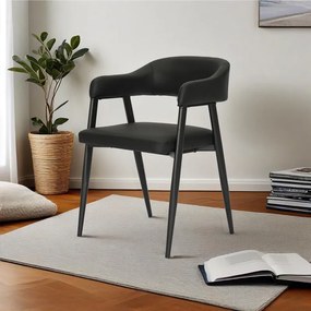 Πολυθρόνα Sezan pakoworld pu σε μαύρη απόχρωση 56x55x78εκ