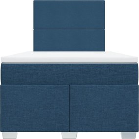 vidaXL Κρεβάτι Boxspring με Στρώμα Μπλε 120x190 εκ. Υφασμάτινο