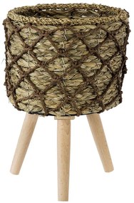 Κασπώ Samos 20303 Φ22x34cm Beige-Brown GloboStar Grass,Ξύλο