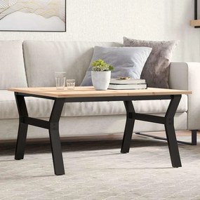 vidaXL Τραπεζάκι Σαλονιού Πλαίσιο Υ 80x80x45εκ Μασίφ Πεύκο/Ατσάλι