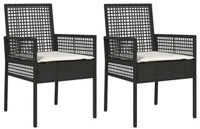 vidaXL Καρέκλα Κήπου 2 pcs Μαύρο 53 x 60 x 85εκ συνθετικό ρατάν