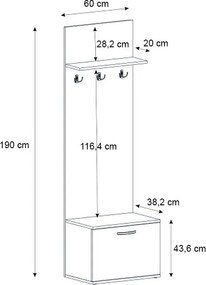 Έπιπλο εισόδου Track Megapap χρώμα καρυδί 60x38,2x190εκ.