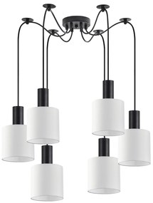 SE21-BL-4-BL6-SH1 ADEPT TUBE Black Pendant White Fabric Shade+