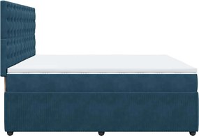 vidaXL Κρεβάτι Boxspring με Στρώμα Μπλε 200x200 εκ. Βελούδινο