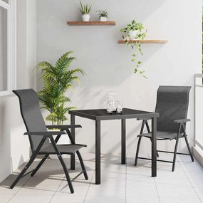 vidaXL Σέτ φαγητού για κήπο Ρυθμιζόμενο ύψος 3 pcs Γκρι Πολυ ράταν