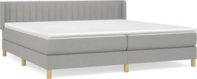 vidaXL Κρεβάτι Boxspring με Στρώμα Ανοιχτό Γκρι 200x200 εκ. Υφασμάτινο