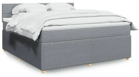 vidaXL Κρεβάτι Boxspring με Στρώμα Ανοιχτό Γκρι 180x200 εκ. Υφασμάτινο