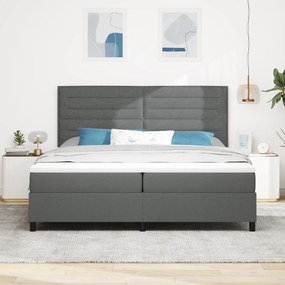 vidaXL Κρεβάτι Συντάγματος με Ματress Σκούρο Γκρι 200x200 εκ Ύφασμα