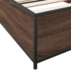 vidaXL Πλαίσιο Κρεβατιού Καφέ Δρυς 90x200 εκ. Επεξ. Ξύλο &amp; Μέταλλο