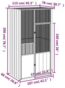 Κλουβί Πουλιών Ανθρακί 115x78x200 εκ. από Γαλβανισμένο Χάλυβα - Ανθρακί