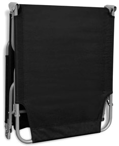 vidaXL Ξαπλώστρα Πτυσσόμενη Μαύρη Ατσάλινη με Ηλεκτροστατική Βαφή