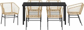 vidaXL Σέτ φαγητού για κήπο 7 pcs Καφέ συνθετικό ρατάν