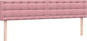 vidaXL Κρεβάτι Boxspring με Στρώμα &amp; LED Ροζ 180x210 εκ. Βελούδινο