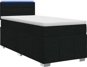 vidaXL Κρεβάτι box spring με στρώμα Μαύρο 90 x 200 cm Ύφασμα