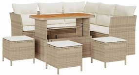 vidaXL Σετ Καναπέ Κήπου Ρυθμιζόμενο ύψος 9 pcs Μπεζ συνθετικό ρατάν