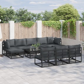 vidaXL Σετ Καναπέ Κήπου 11 pcs Μαύρο 70 x 70 x 32 εκ Αλουμίνιο