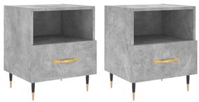 vidaXL Κομοδίνα 2 τεμ. Γκρι Σκυροδεμ. 40 x 35 x 47,5 εκ. Επεξεργ. Ξύλο