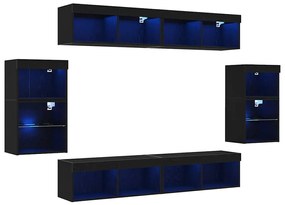 vidaXL Σετ επίπλου τηλεόρασης 8 pcs Μαύρη δρυς Επεξεργασμένο ξύλο