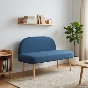vidaXL Δερμάτινος Πάγκος με Πλάτη Μπλε 110 x 60 x 76 cm