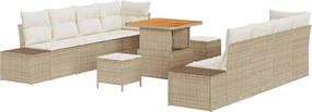 vidaXL Σετ Καναπέ Κήπου με μαξιλάρι 11 pcs Μπεζ Πολυ ράταν