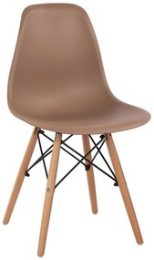 Chair with wooden legs and seat Twist PP Cappuccino  46x50x82 cm