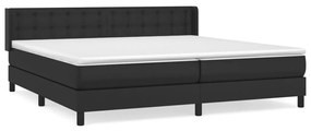 Κρεβάτι Boxspring με Στρώμα Μαύρο 200x200 εκ. Συνθετικό Δέρμα - Μαύρο