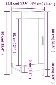 Ντουλάπι Sonoma Δρυς 34,5x34x90 εκ. από Επεξεργασμένο Ξύλο - Καφέ