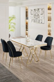 Dining Table &amp; Chairs Set (5 Pieces) Vals - White, Gold, Anthracite White
Gold
Anthracite