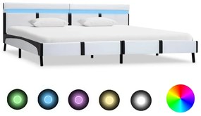 vidaXL Πλαίσιο Κρεβατιού με LED Λευκό 180x200 εκ. από Συνθετικό Δέρμα