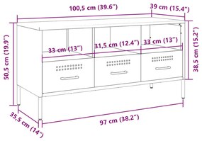 Έπιπλο Τηλεόρασης Μουσταρδί Κίτρινο 100,5x39x50,5εκ. από Ατσάλι - Κίτρινο