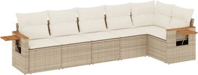 vidaXL Patio Sofa Set 6-θέσια Beige and Cream