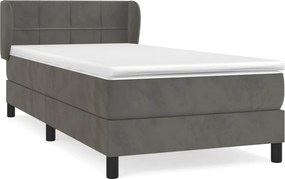 vidaXL Κρεβάτι Boxspring με Στρώμα Σκούρο Γκρι 80x200 εκ. Βελούδινο