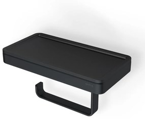 Χαρτοθήκη Μαύρη Ματ (Αντιστρεφόμενη) με Εταζέρα για Κινητό Τηλέφωνο 21*10,8,10,5 cm Geesa Frame Black Matt 8824-400