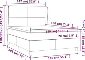 vidaXL Κρεβάτι Boxspring με Στρώμα Μπλε 140x190 εκ. Υφασμάτινο