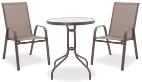 Τραπεζαρία Watson-Calan σετ 3τεμ μέταλλο-textilene καφέ Φ60x70εκ