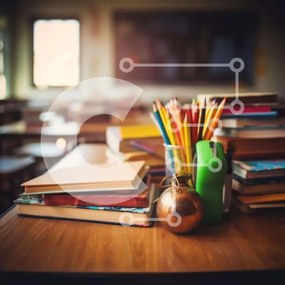 Intra Συλλεκτικό Ξύλινο Παζλ Plywood 4mm - Τάξη με βιβλία, μολύβια και σχολικά είδη Σε Ξύλινο Κουτί - Διαστάσεις Puzzle: 10x10 cm – 25 κομμάτια