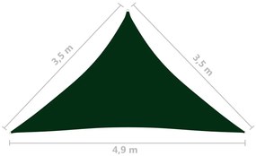 Πανί Σκίασης Τρίγωνο Σκ. Πράσινο 3,5x3,5x4,9 μ. Ύφασμα Oxford - Πράσινο