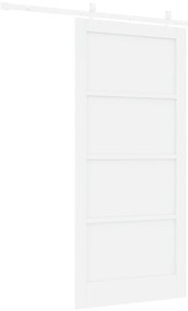 vidaXL Συρόμενη Πόρτα  με Σετ Χάλυβα Λευκή 93x202 εκ Συμπαγές Ξύλο Πεύκου