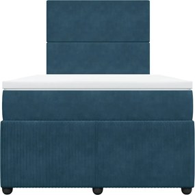 vidaXL Κρεβάτι Boxspring με Στρώμα Μπλε 120x190 εκ. Βελούδινο
