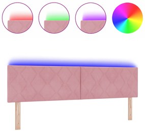 vidaXL LED Κρεβάτι Σχέδιο Διαμαντιών Ροζ 180 εκ Βελούδο