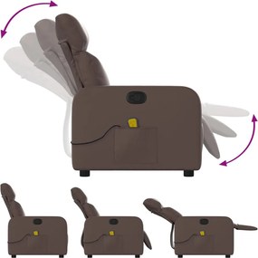 vidaXL Πολυθρόνα Μασάζ Ανακλινόμενη Καφέ από Συνθετικό Δέρμα