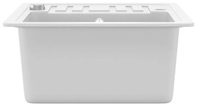 vidaXL Νεροχύτης με Μονή Γούρνα Λευκός Γρανιτένιος