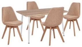 Σετ Τραπεζαρίας 5τμχ HM10382 Μπεζ-Sonama 120x70x76.5cm 4 Θέσεων