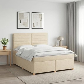 vidaXL Κρεβάτι box spring με στρώμα Κρεμ 140 x 200 cm Ύφασμα