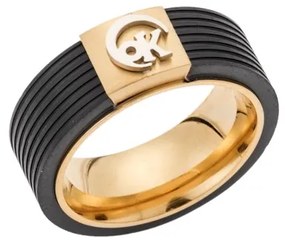 Δαχτυλίδι Senza Gold Plated Steel, φαρδυά δίχρωμη βέρα