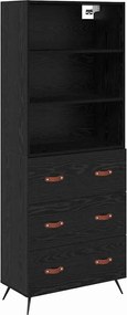 vidaXL Highboard Μαύρη δρυς 69,5 x 34 x 180 εκ. Επεξεργασμένο ξύλο