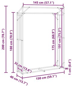 VIDAXL ΡΑΦΙ ΓΙΑ ΚΑΥΣΟΞΥΛΑ ΜΕ ΚΑΛΥΜΜΑ ΒΡΟΧΗΣ 150X40X200 ΕΚ. 4104952