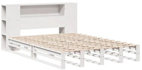 vidaXL Κρεβάτι Βιβλιοθήκη Χωρίς Στρώμα Λευκό 120x190 εκ Μασίφ Πεύκο